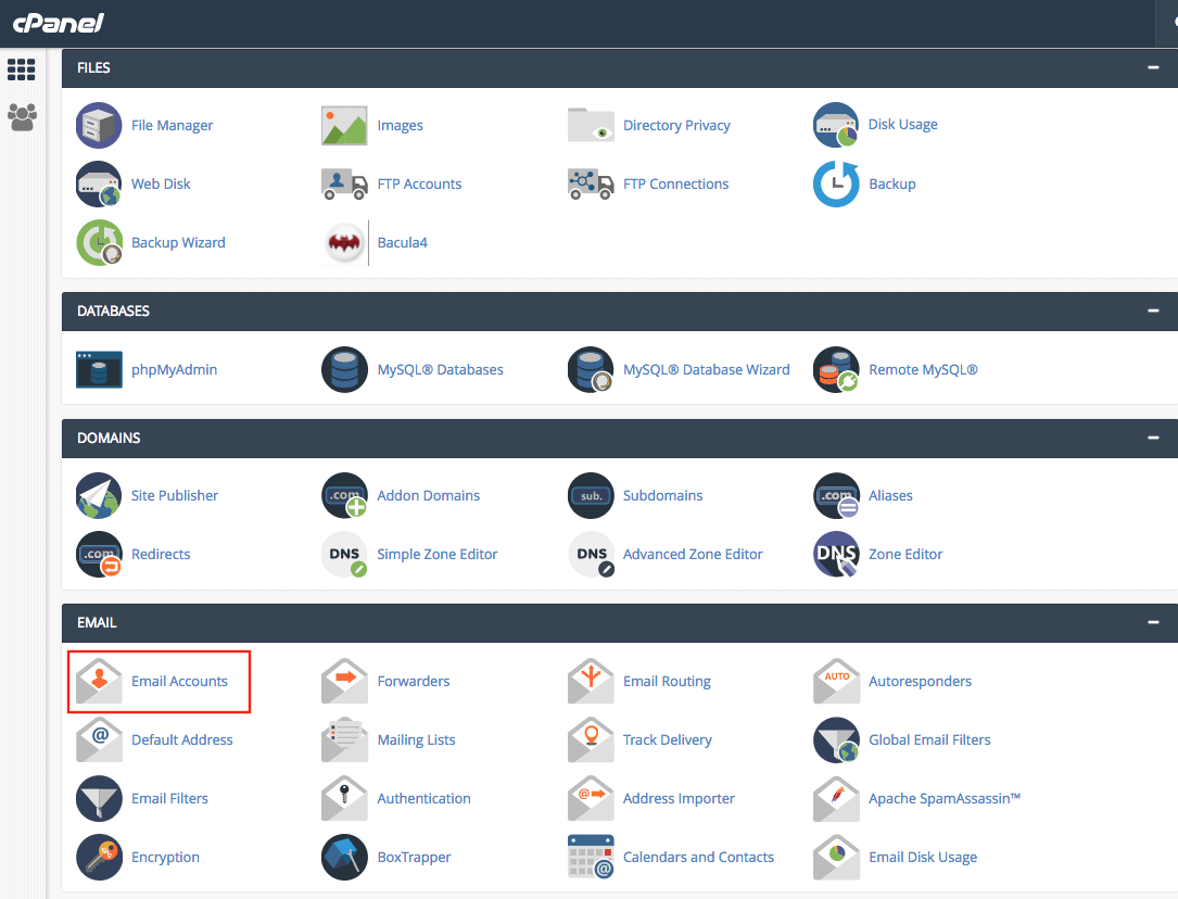 Cpanel email account 1