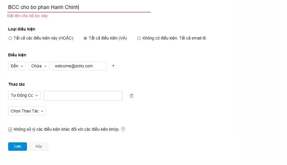 Hướng dẫn sử dụng chức năng lọc mail (email filtering) trong Zoho Mail 13 email filtering trong zoho mail