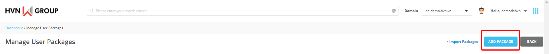 Hướng dẫn tạo và quản lý package trong tài khoản Reseller DirectAdmin 13 quản lý package