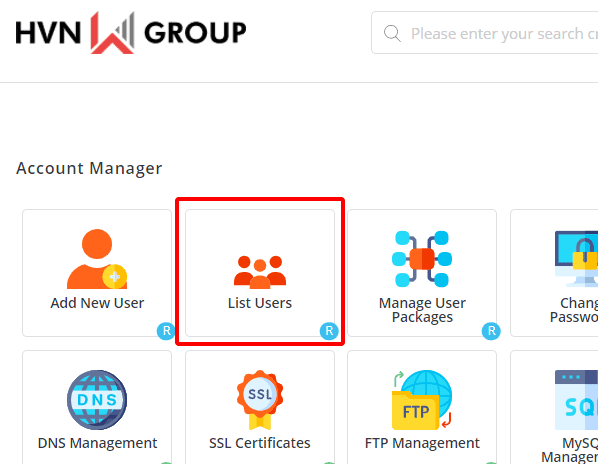 Hướng dẫn quản lý user trong tài khoản Reseller DirectAdmin 14 quản lý user trong directadmin