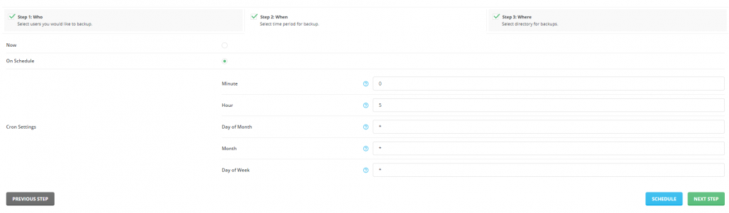 Hướng dẫn backup dữ liệu cho các user trong tài khoản Reseller DirectAdmin 21 chọn thời điểm sao lưu