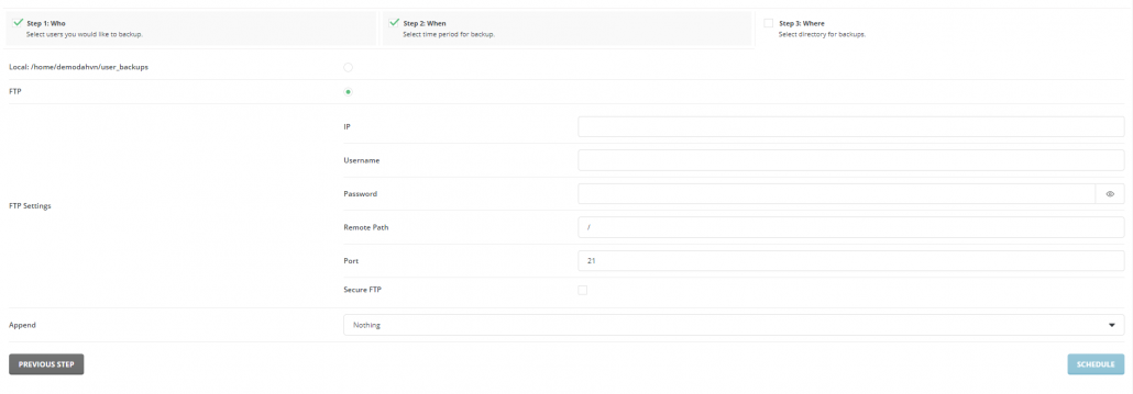 Hướng dẫn backup dữ liệu cho các user trong tài khoản Reseller DirectAdmin 22 xác định vị trí lưu dữ liệu
