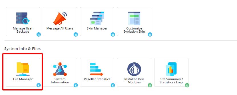 Hướng dẫn backup dữ liệu cho các user trong tài khoản Reseller DirectAdmin 24 giao diện file manager