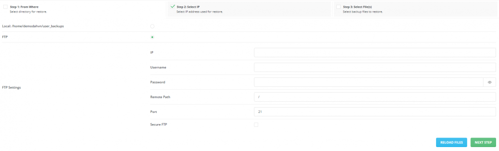 Hướng dẫn phục hồi dữ liệu cho các user trong tài khoản Reseller DirectAdmin 17 tìm vị trí lưu trữ bản sao