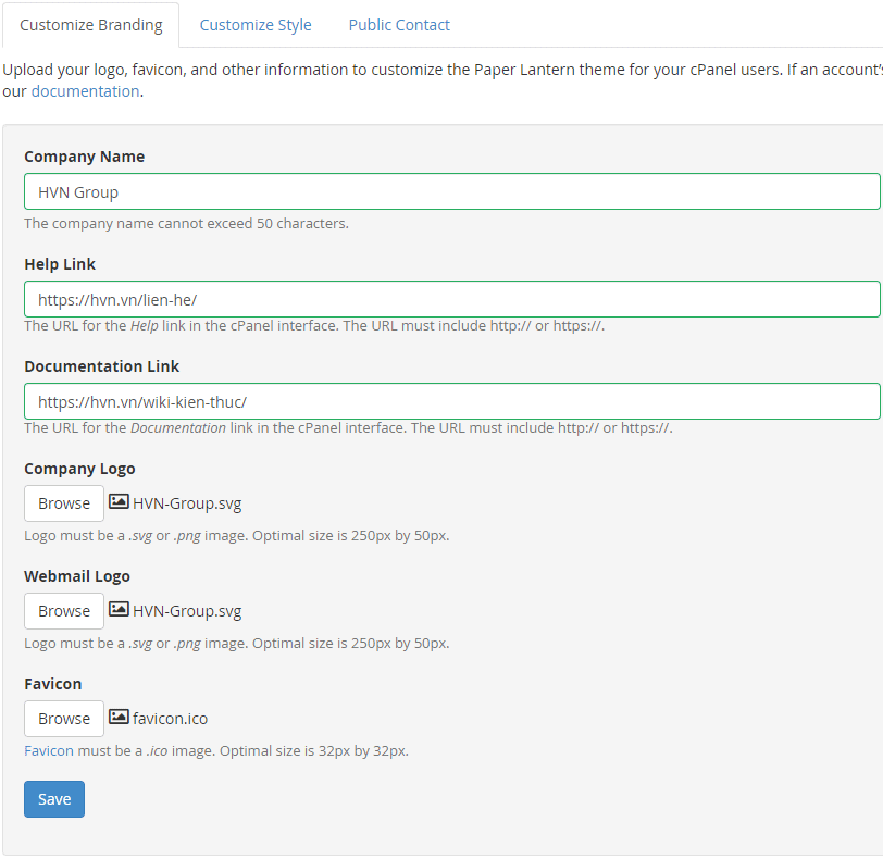 Hướng dẫn thay đổi logo, link hỗ trợ cho Reseller hosting sử dụng cPanel 15 chủ động thay đổi logo
