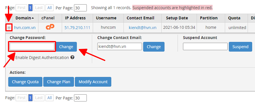 Hướng dẫn thay đổi mật khẩu cho tài khoản user 11 nhập mật khẩu mới