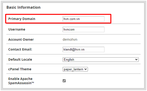 Hướng dẫn thay đổi tên miền chính trên WHM 13 lưu lại thay đổi