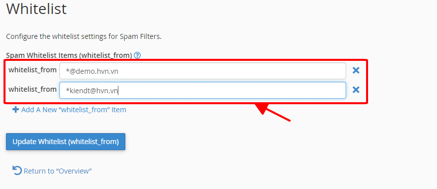 Hướng dẫn sử dụng chức năng Spam Filter Email trên cPanel 23 thêm danh sách whitelist và blacklist