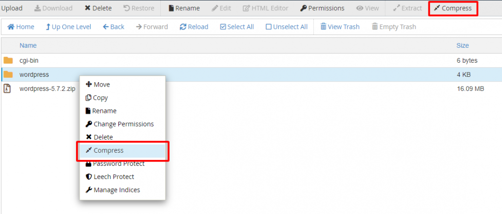 Hướng dẫn sử dụng File Manager trong Cpanel 48 nén file và thư mục