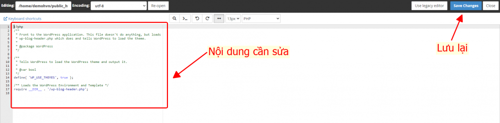Hướng dẫn sử dụng File Manager trong Cpanel 35 chỉnh sửa nội dung