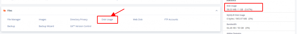 Hướng dẫn kiểm tra Disk Usage và Bandwidth với cPanel 14 kiểm tra thông số disk usage