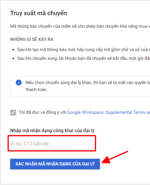 Hướng dẫn tạo Google Workspace Transfer Token 13 nhập mã nhận dạng công khai