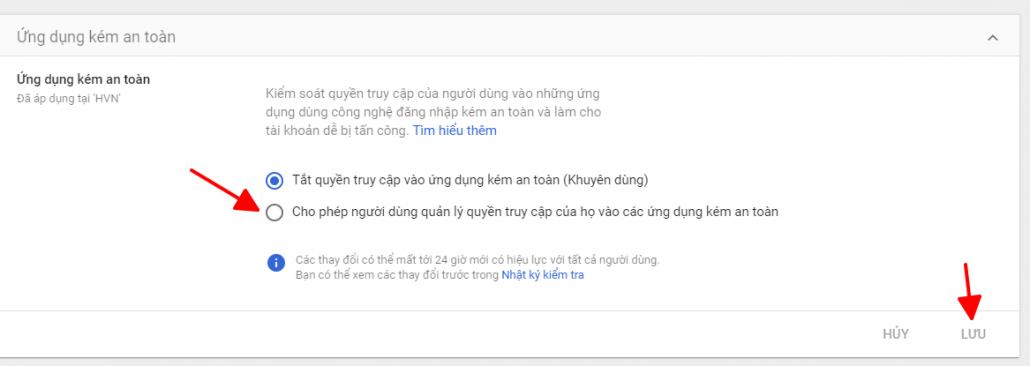 Hướng dẫn cho phép ứng dụng kém an toàn truy cập Google Workspace 16 cho-phep-ung-dung-kem-an-toan-truy-cap-google-workspace-anh-3