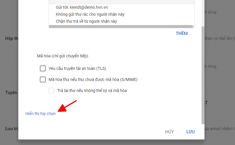 Hướng dẫn chuyển tiếp email gửi và nhận trên Google Workspace 35 hiển thị tùy chọn trong gmail