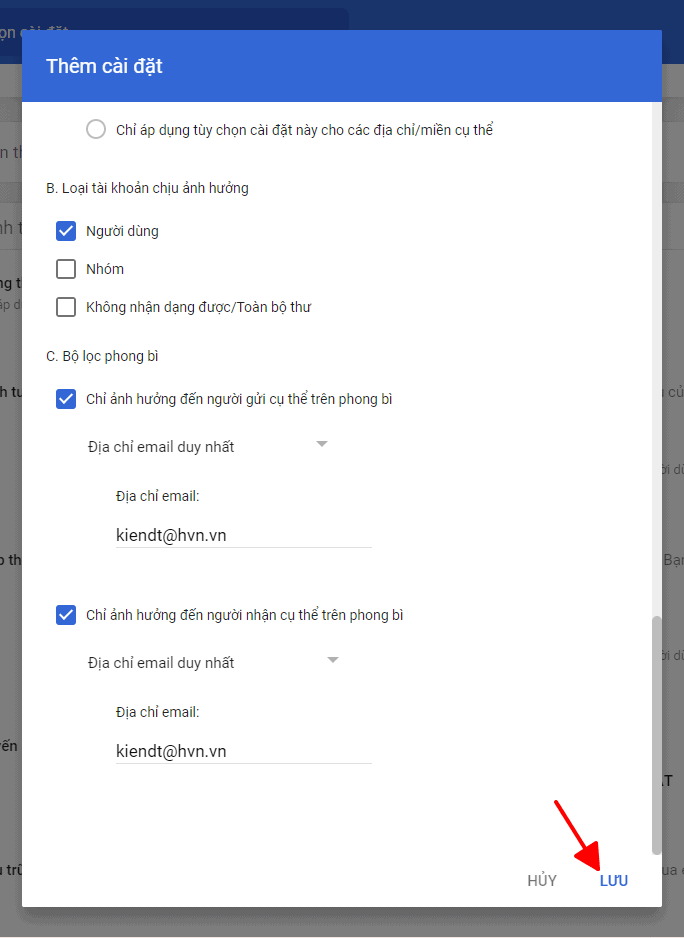 Hướng dẫn chuyển tiếp email gửi và nhận trên Google Workspace 38 lưu cài đặt