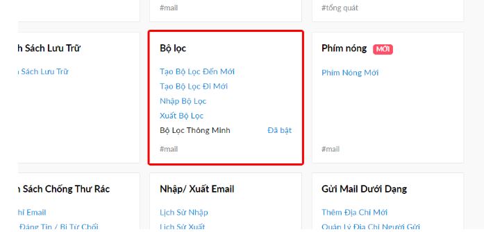 Hướng dẫn sử dụng chức năng lọc mail (email filtering) trong Zoho Mail 11 sử dụng email filtering cho tài khoản mail