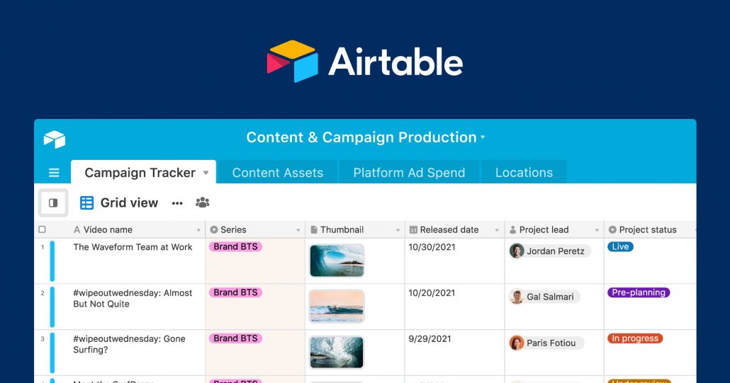 airtable hỗ trợ hoạt động marketing