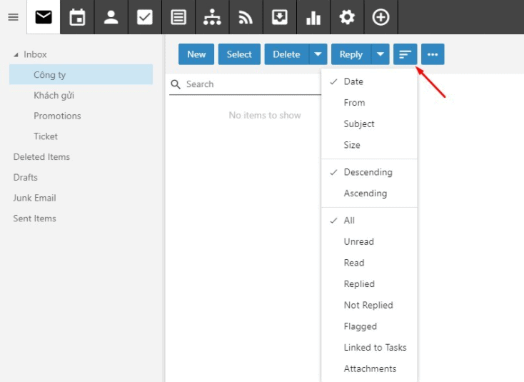 Hướng dẫn cơ bản giao diện chính Email Business Hosting 16 tính năng trong giao diện chính email business hosting