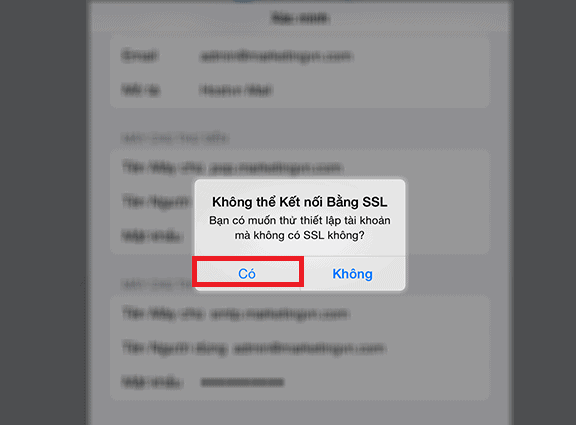 Hướng dẫn thiết lập Email trên iPhone/iPad 7 kết nối ssl
