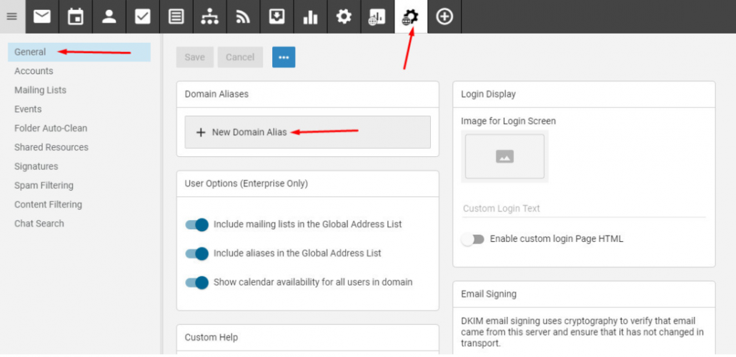 Hướng dẫn sử dụng chức năng Domain Alias trong Email Business 12 thêm mới domain alias