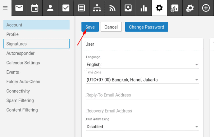 Hướng dẫn chuyển tiếp Email (Forward) trong Email Business 13 lưu lại thay đổi