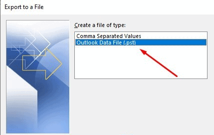 Hướng dẫn sao lưu Email trên Outlook 19 chọn định dạng cần sao lưu