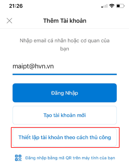 Hướng dẫn thiết lập Email Business trên iOS sử dụng Outlook Exchange 12 thêm tài khoản