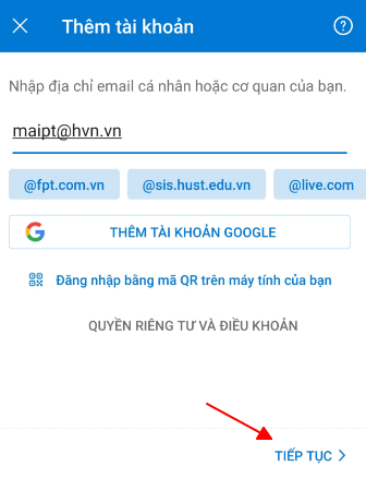 Hướng dẫn thiết lập Email Business trên Android sử dụng Outlook Exchange 7 thêm tài khoản