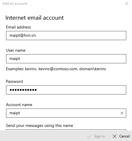 Hướng dẫn thiết lập Email Business trong ứng dụng Mail của Windows 10 24 điền đầy đủ thông tin cần thiết