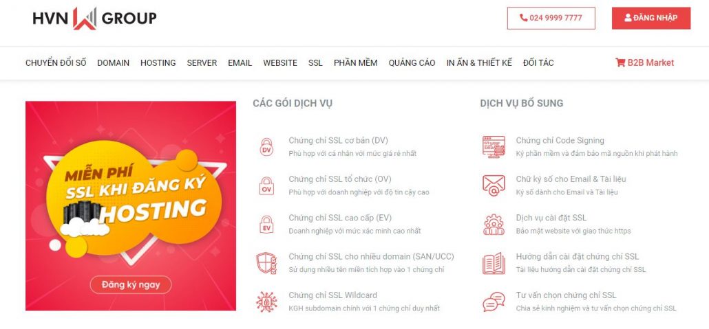 Hướng dẫn cài đặt chứng chỉ SSL cho Zimbra Mail Server 11 tiến hàng đăng ký chứng chỉ ssl tại hvn