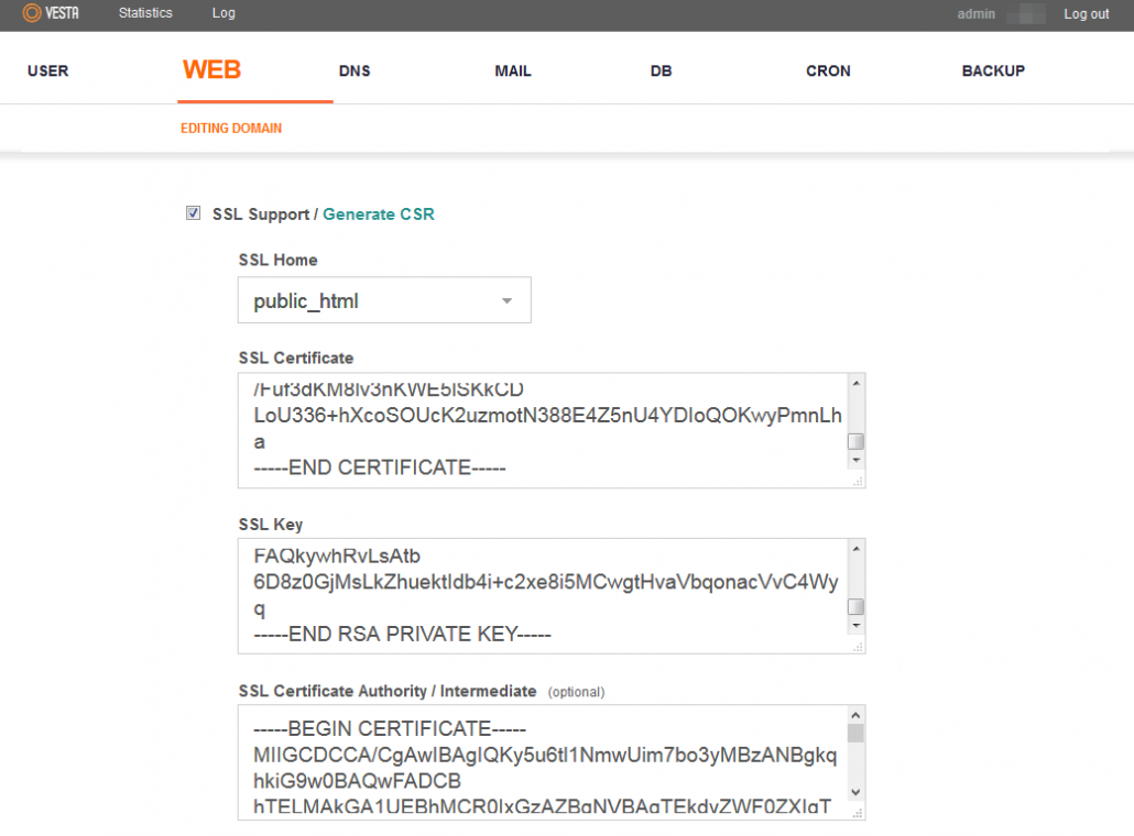 Xử lý lỗi SSL intermediate chain is not valid trên VestaCP 13 xu ly loi ssl vesta ssl support