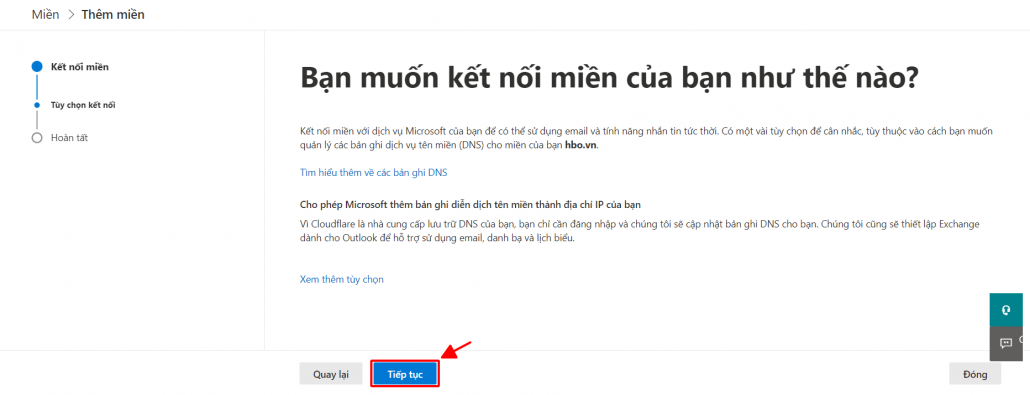 Hướng dẫn cài đặt tên miền tổ chức khi sử dụng Microsoft 365 32 tùy chọn kết nối
