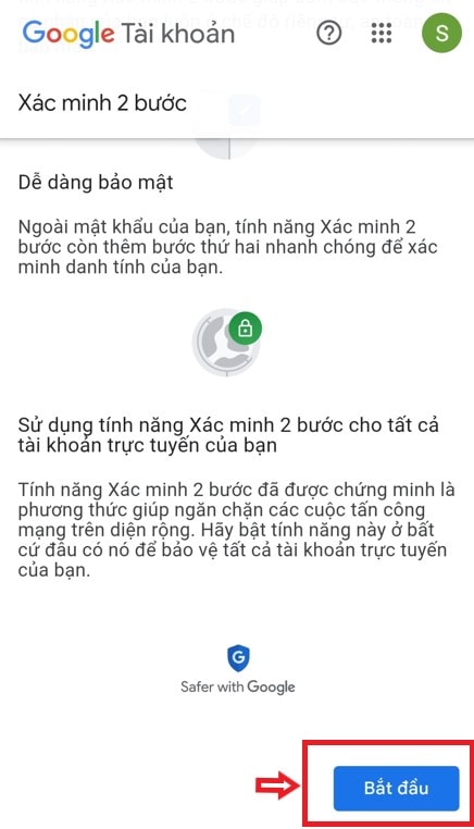 Hướng dẫn cách thay đổi mật khẩu Gmail trên điện thoại Android 24 bắt đầu xác minh 2 bước