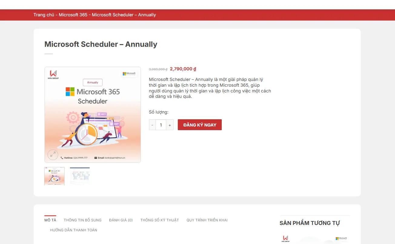 Cách đăng ký Microsoft Scheduler - Annually tại HVN Group