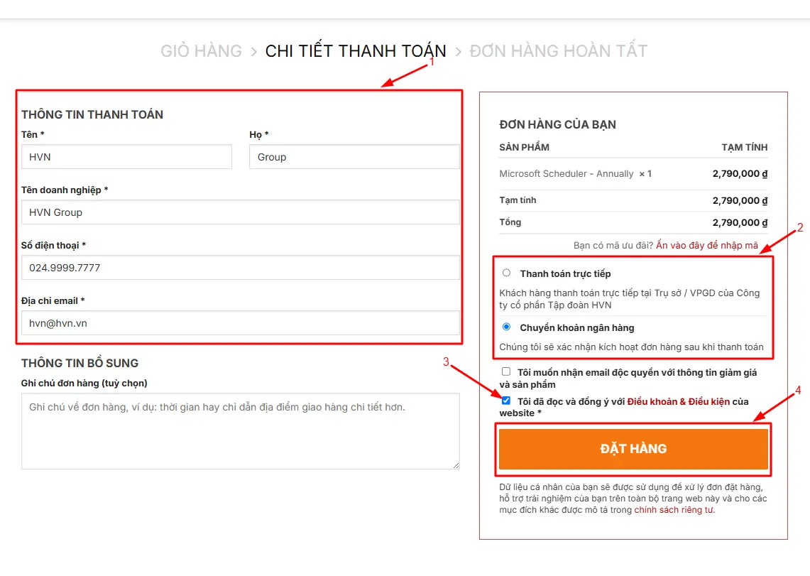 Cách đăng ký Microsoft Scheduler - Annually tại HVN Group