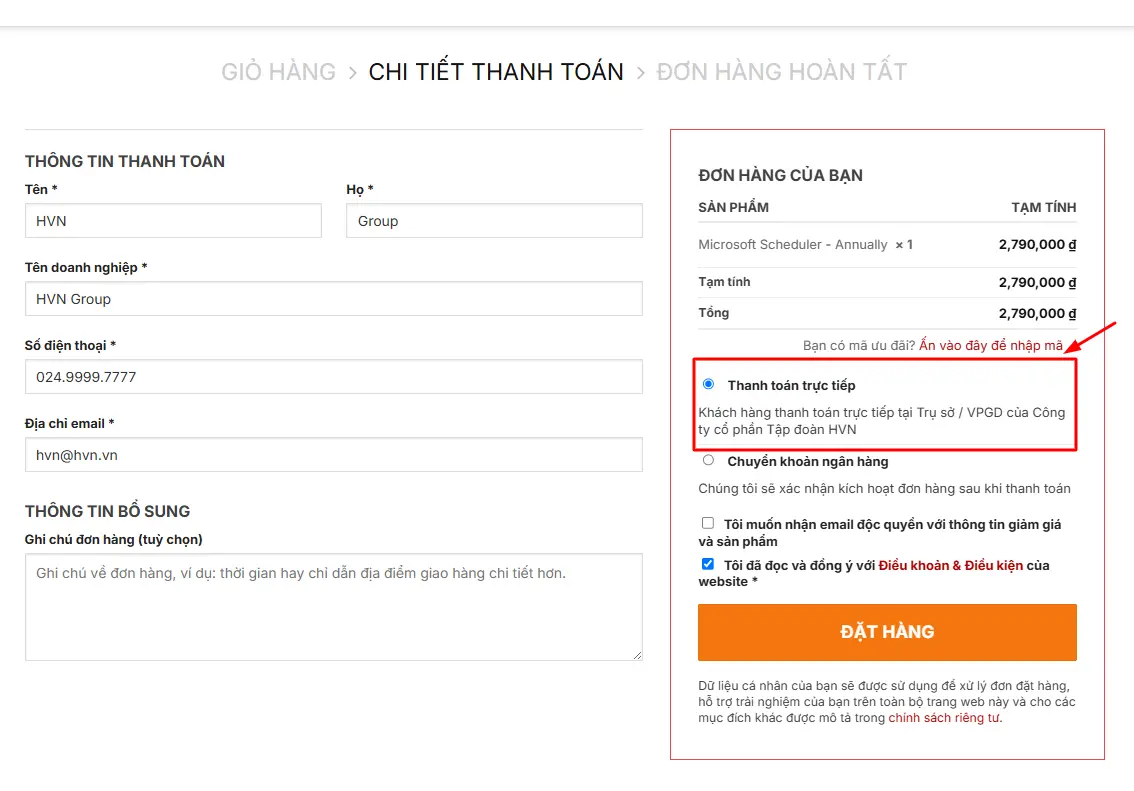 Quy trình triển khai Microsoft Scheduler - Annually tại HVN Group