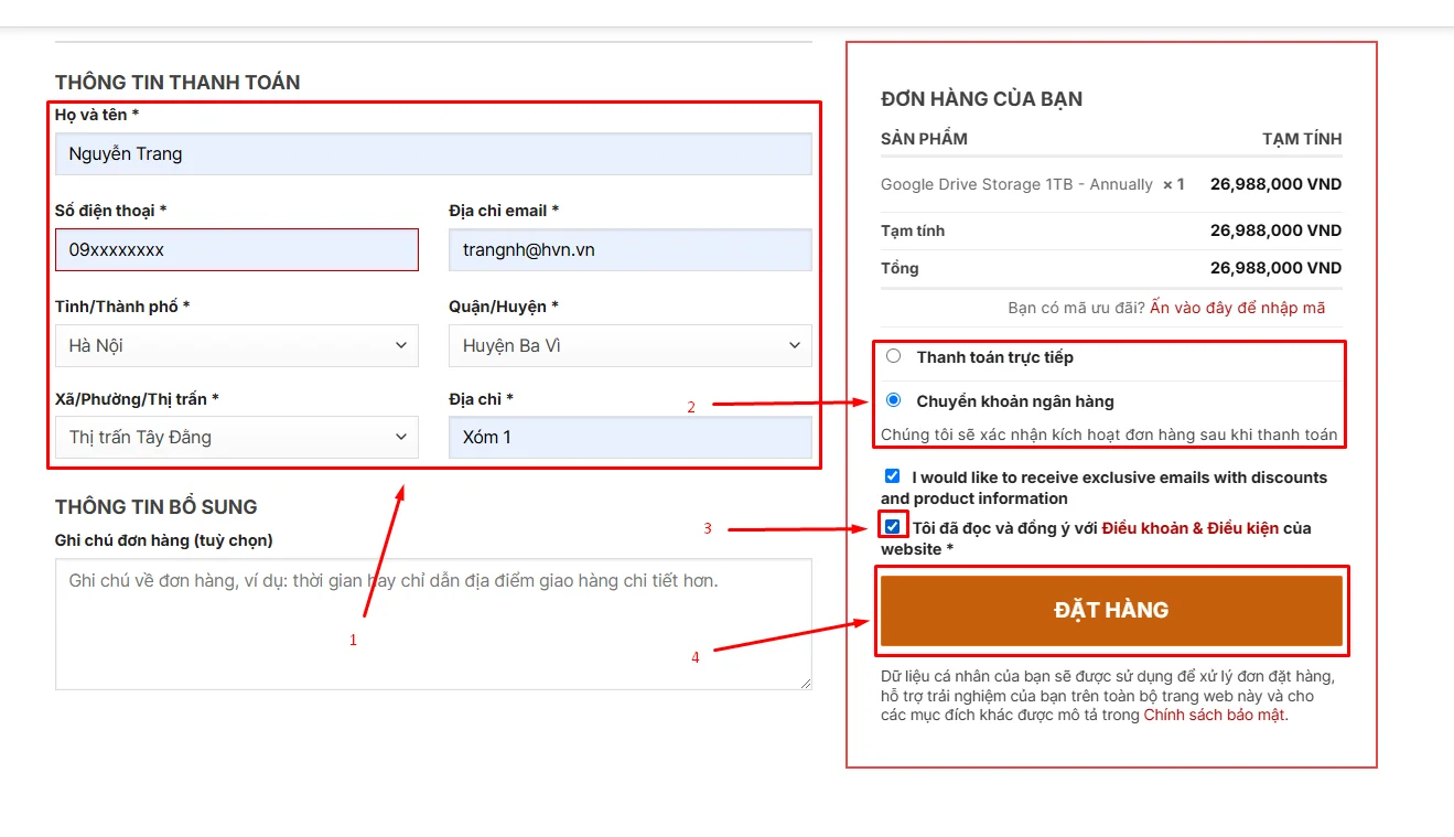 Hướng dẫn đăng ký Google Drive Storage 1TB (Annually)