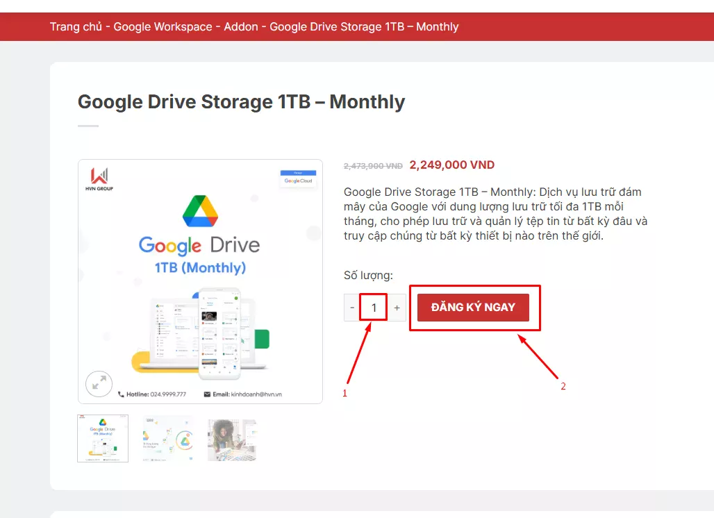 Hướng dẫn đăng ký Google Drive Storage 1TB (Monthly)