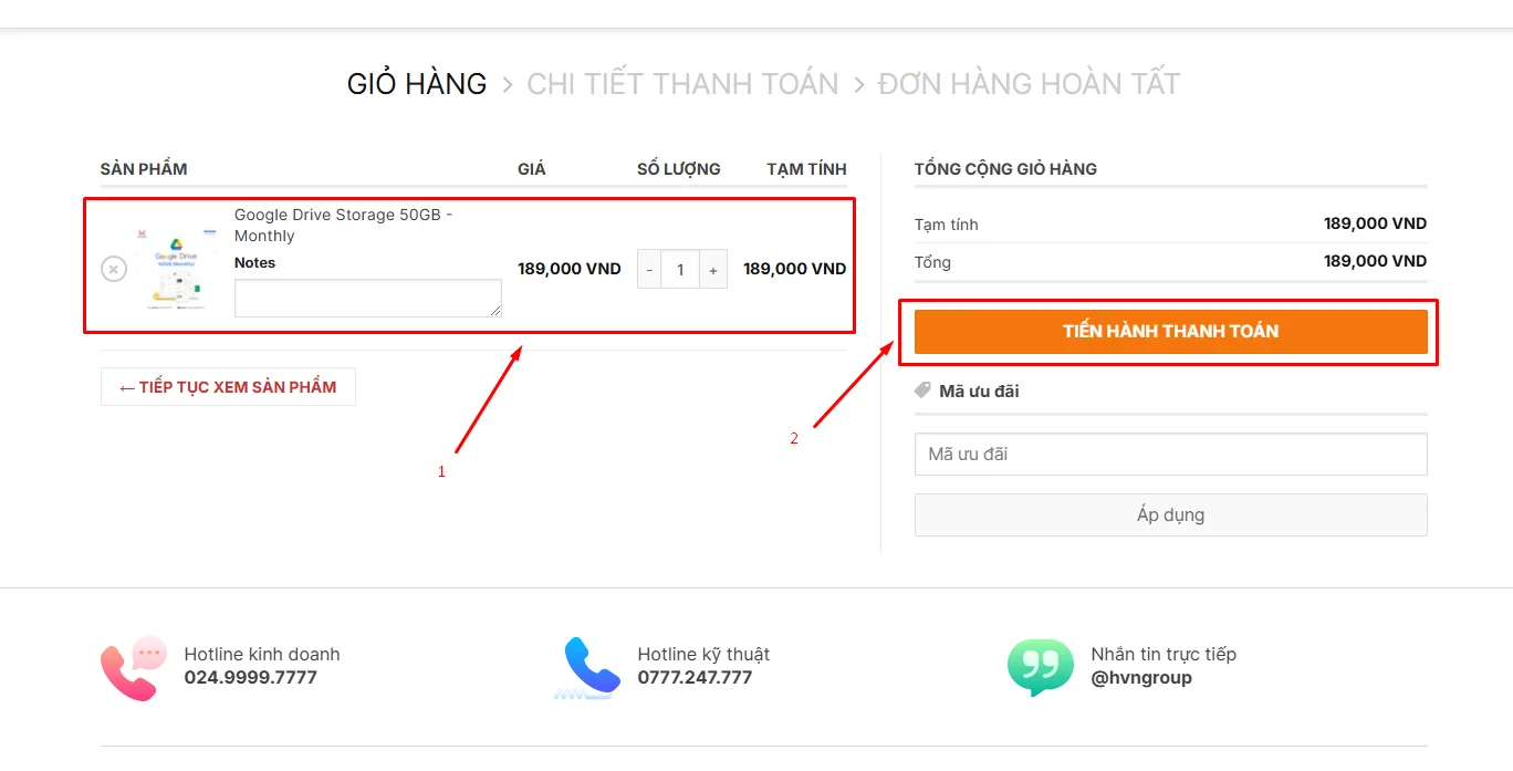 Hướng dẫn đăng ký Google Drive Storage 50GB (Monthly)