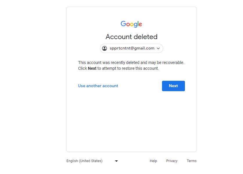 google thông báo tài khoản bị xóa