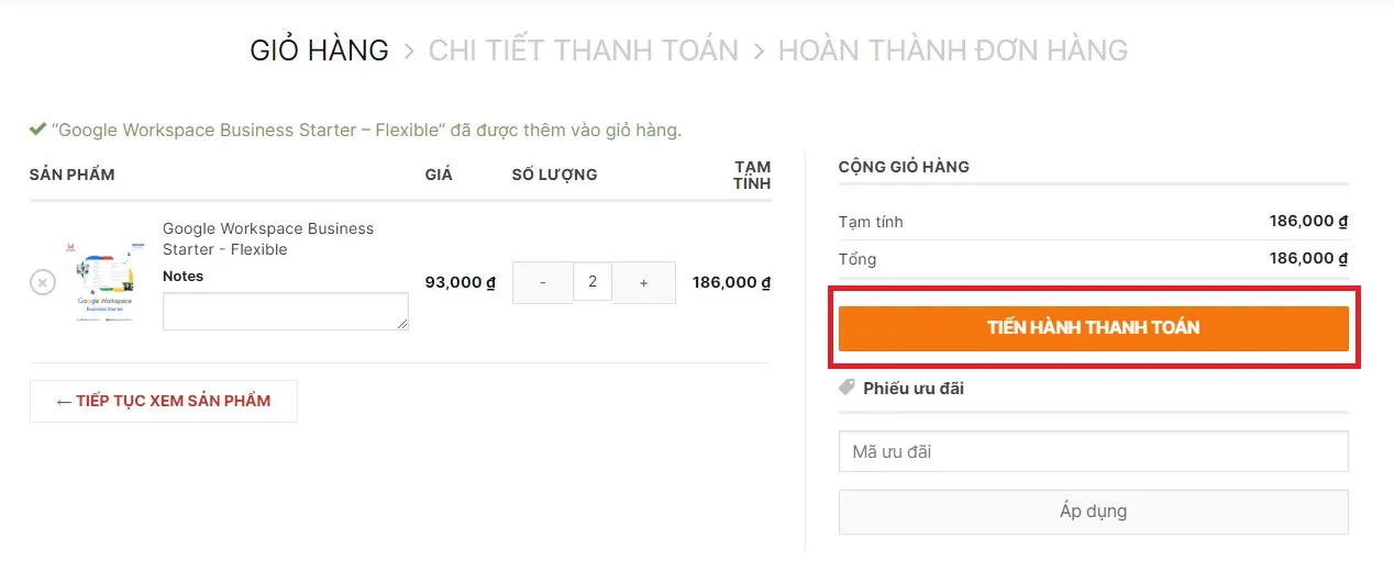 Hướng dẫn cách tạo email theo tên miền dễ dàng, nhanh chóng 29 tiếp tục thanh toán