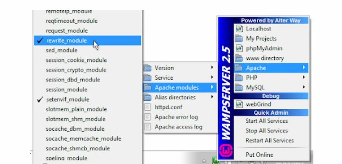 mở rewrite module