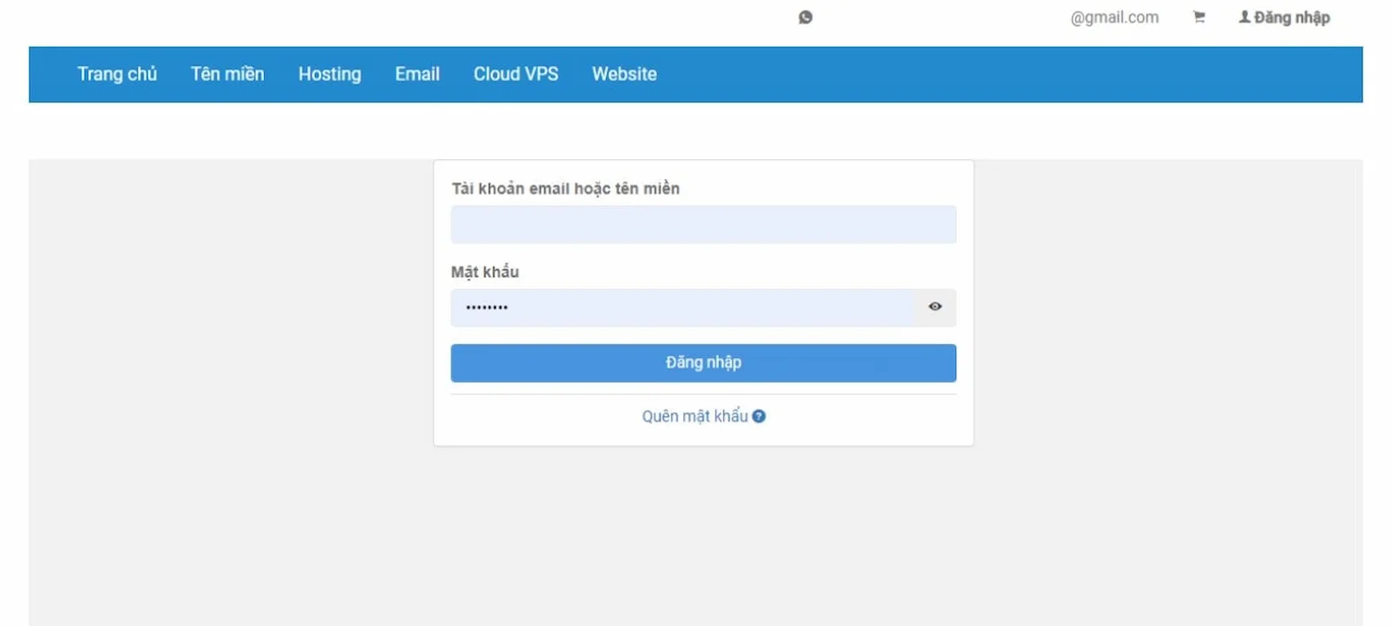 đăng nhập vào trang hosting