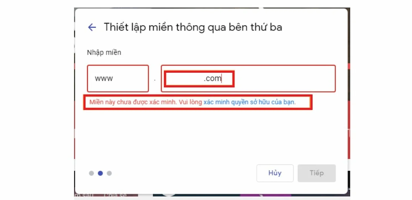 nhập tên miền tùy chỉnh