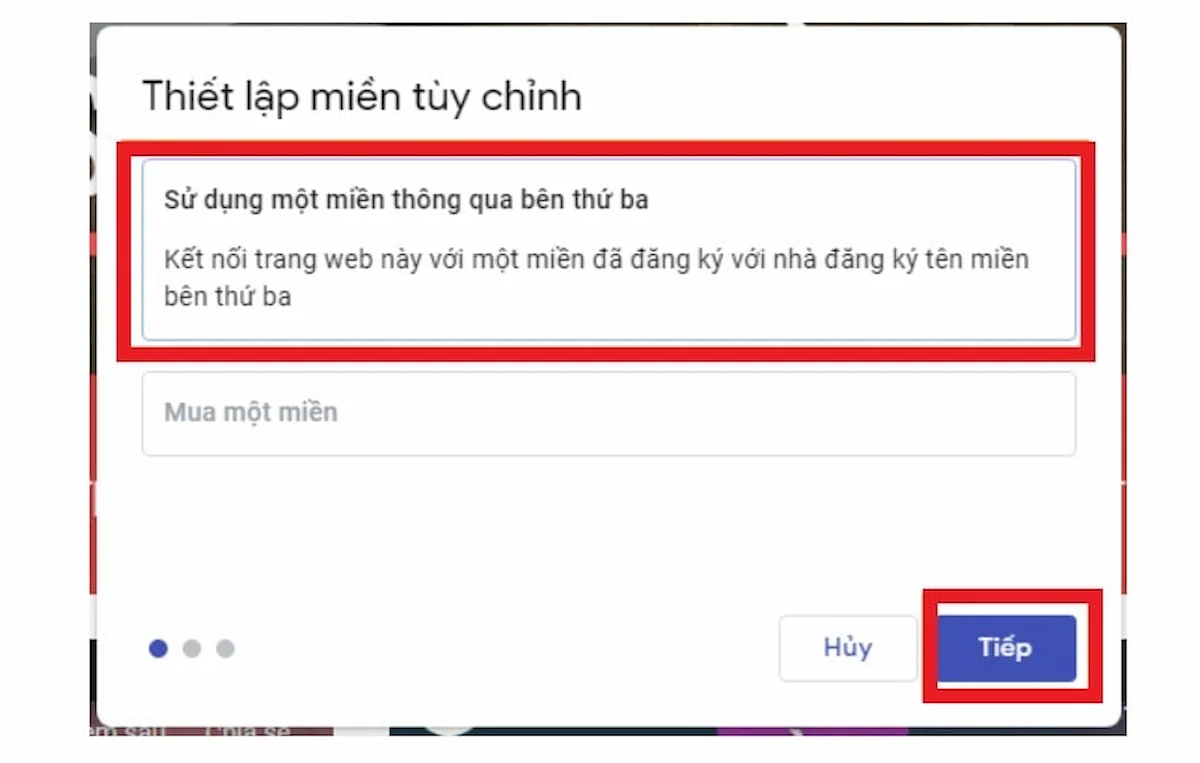 sử dụng miền thông qua bên thứ ba