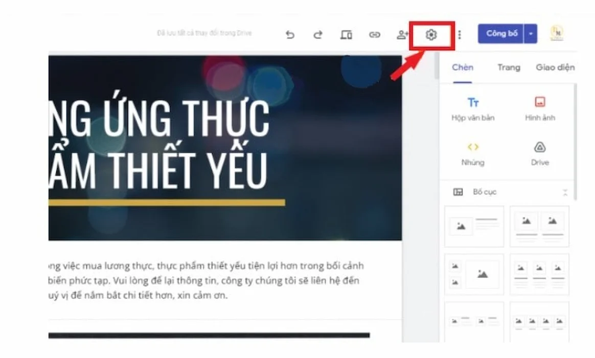 truy cập vào cài đặt