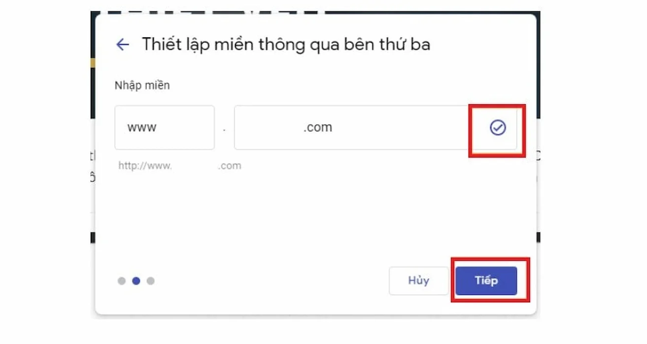 xác minh tên miền hoàn tất