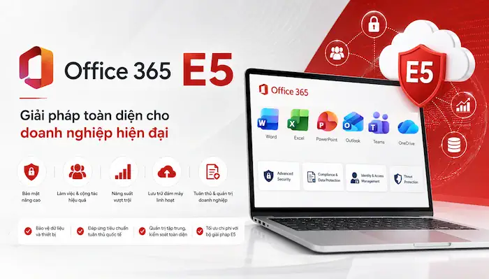 Mua Office 365 bản quyền giá tốt: Bảng giá & Phương thức mua chính hãng 14 Office 365 E5 Dành Cho Ban Lãnh đạo & Bộ Phận Yêu Cầu Bảo Mật Cao