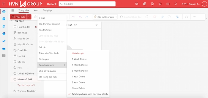 Hướng dẫn tạo thư mục cho từng người gửi Email trong Outlook chi tiết 17 Gan Chinh Sach Outlook