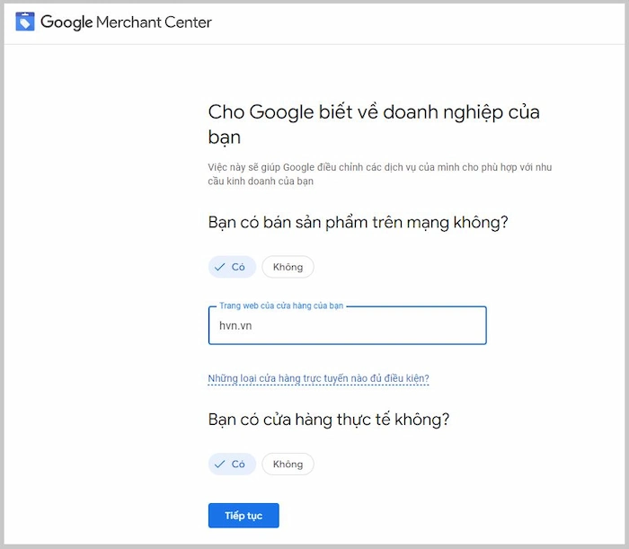 Cho Google biết về doanh nghiệp của bạn